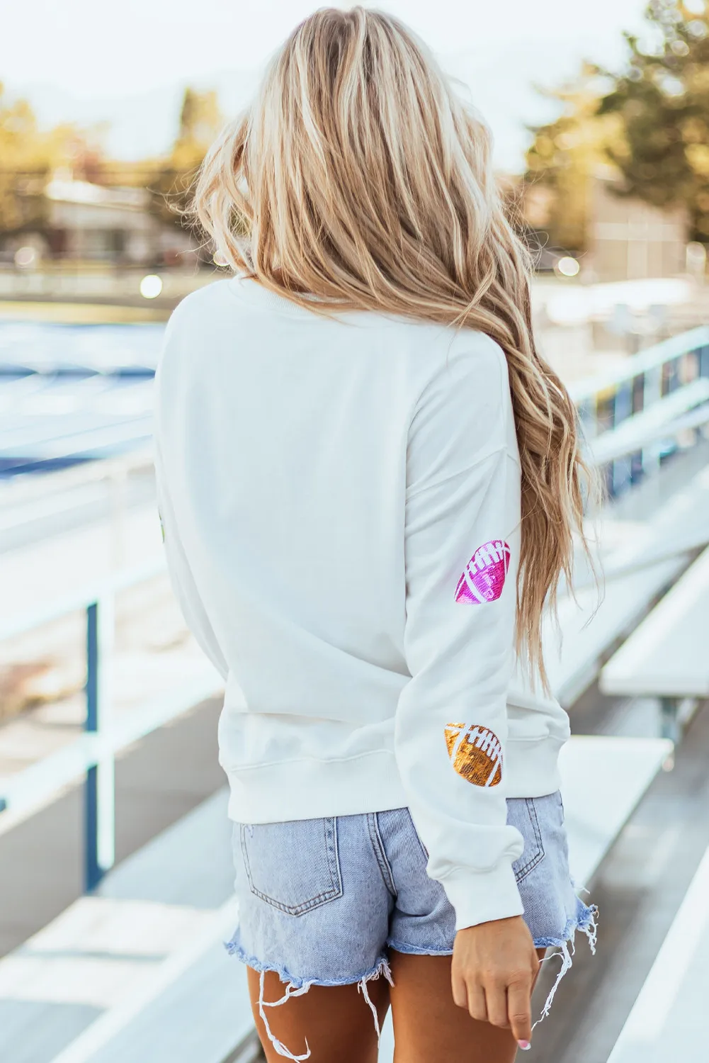 Football Round Neck Long Sleeve Sweatshirt, image 2