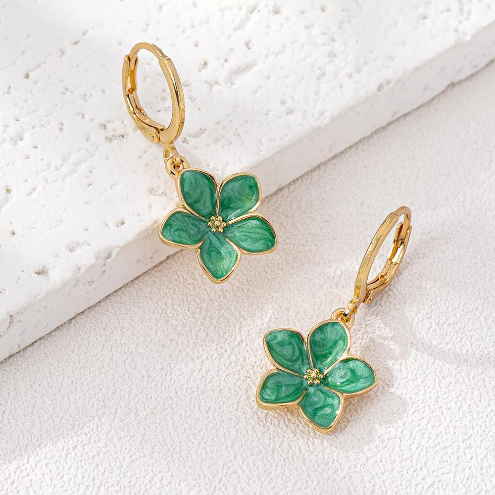 4 Piece Colorful Flower Drop Earrings, image 3