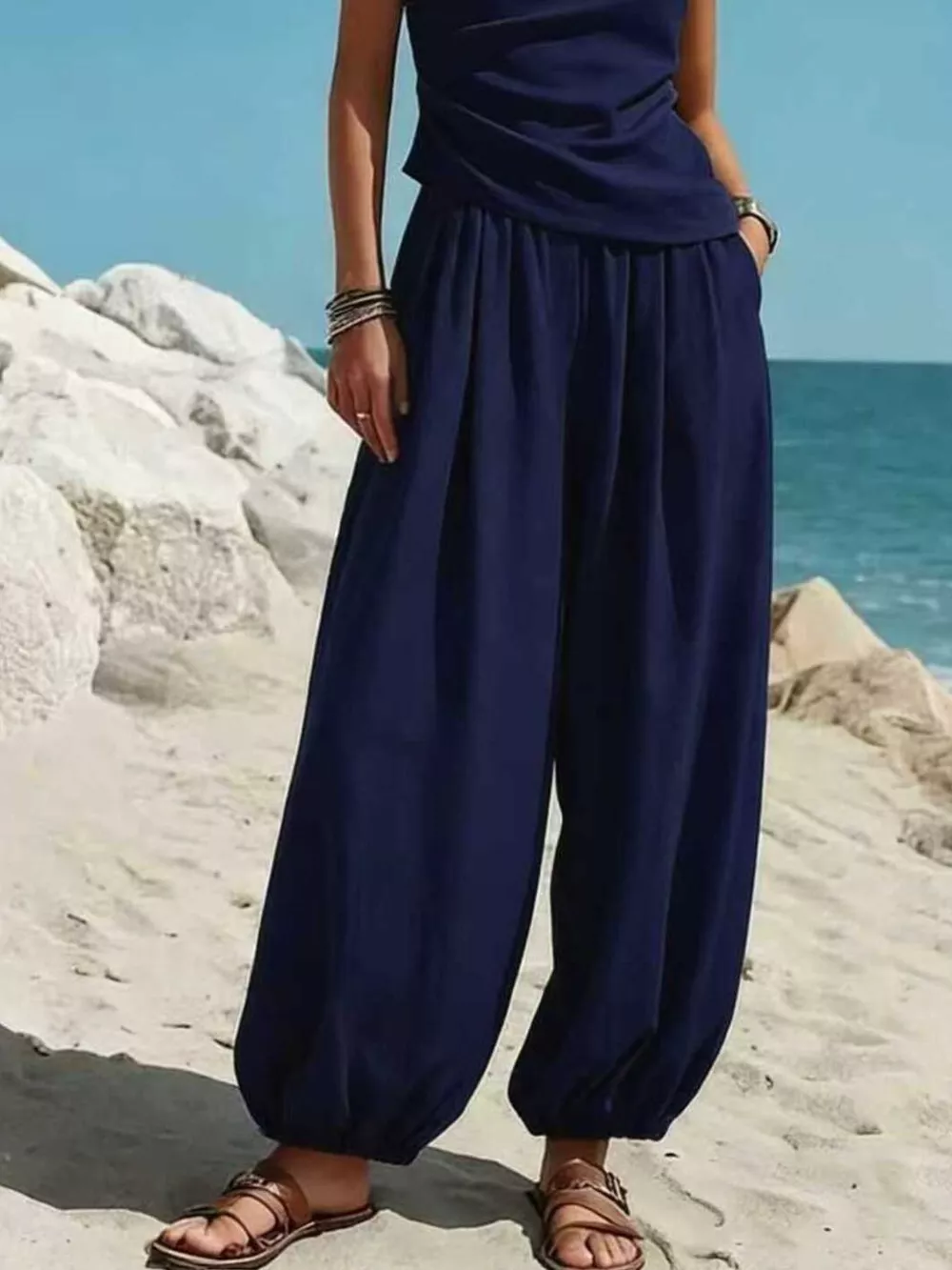 Full Size One-Shoulder Top and Wide Leg Pants Set Plus Size, image 15