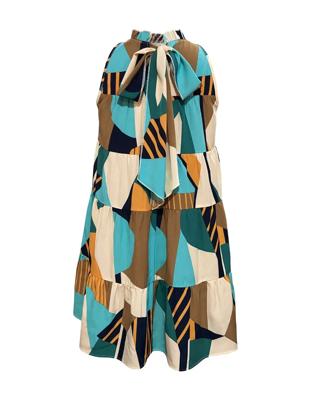 Printed Mock Neck Mini Dress, image 2