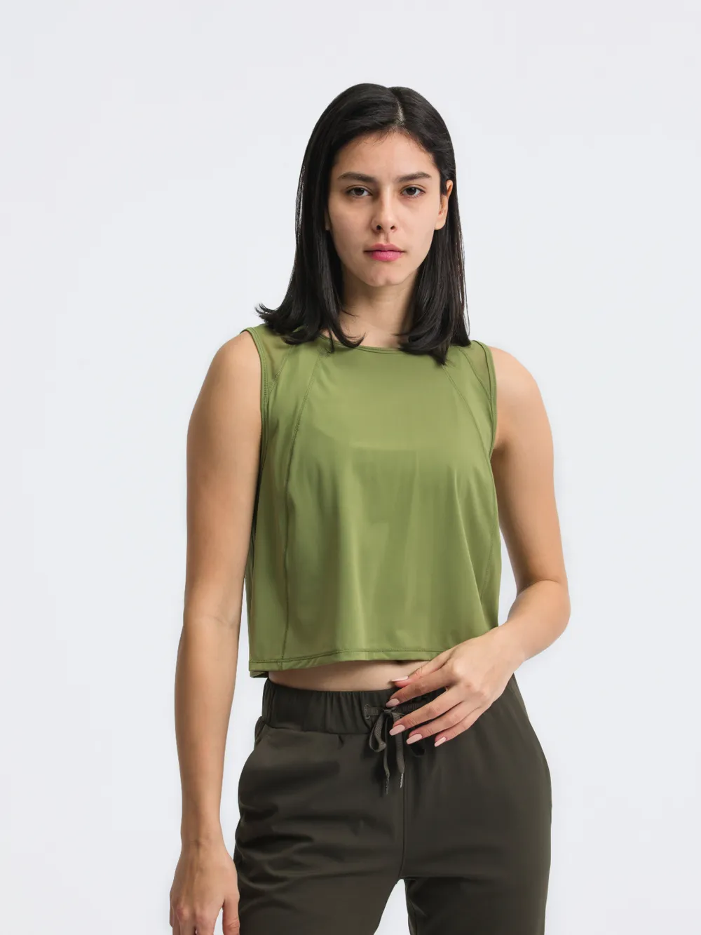 Round Neck Cropped Active Tank, image 7
