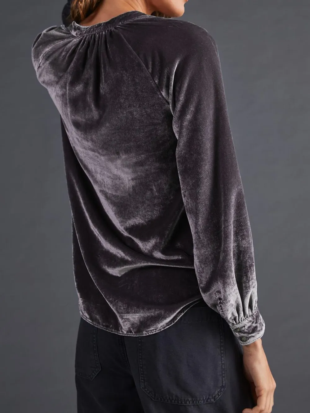 Notched Button Down Long Sleeve Shirt, image 3
