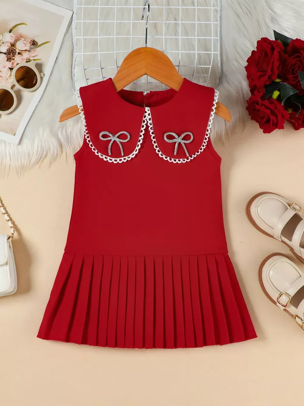 Children's Bow-Accented Pleated Dress, image 17