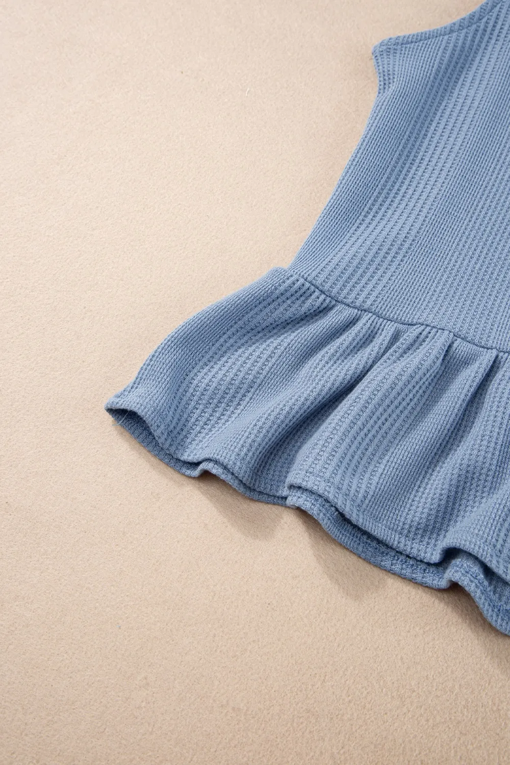 Color Ribbed Ruffle Tank Top and Pants Set, image 3