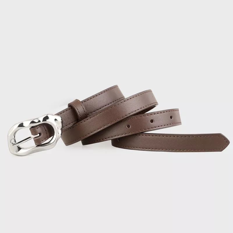 Leather Belt with Silver Buckle, image 6