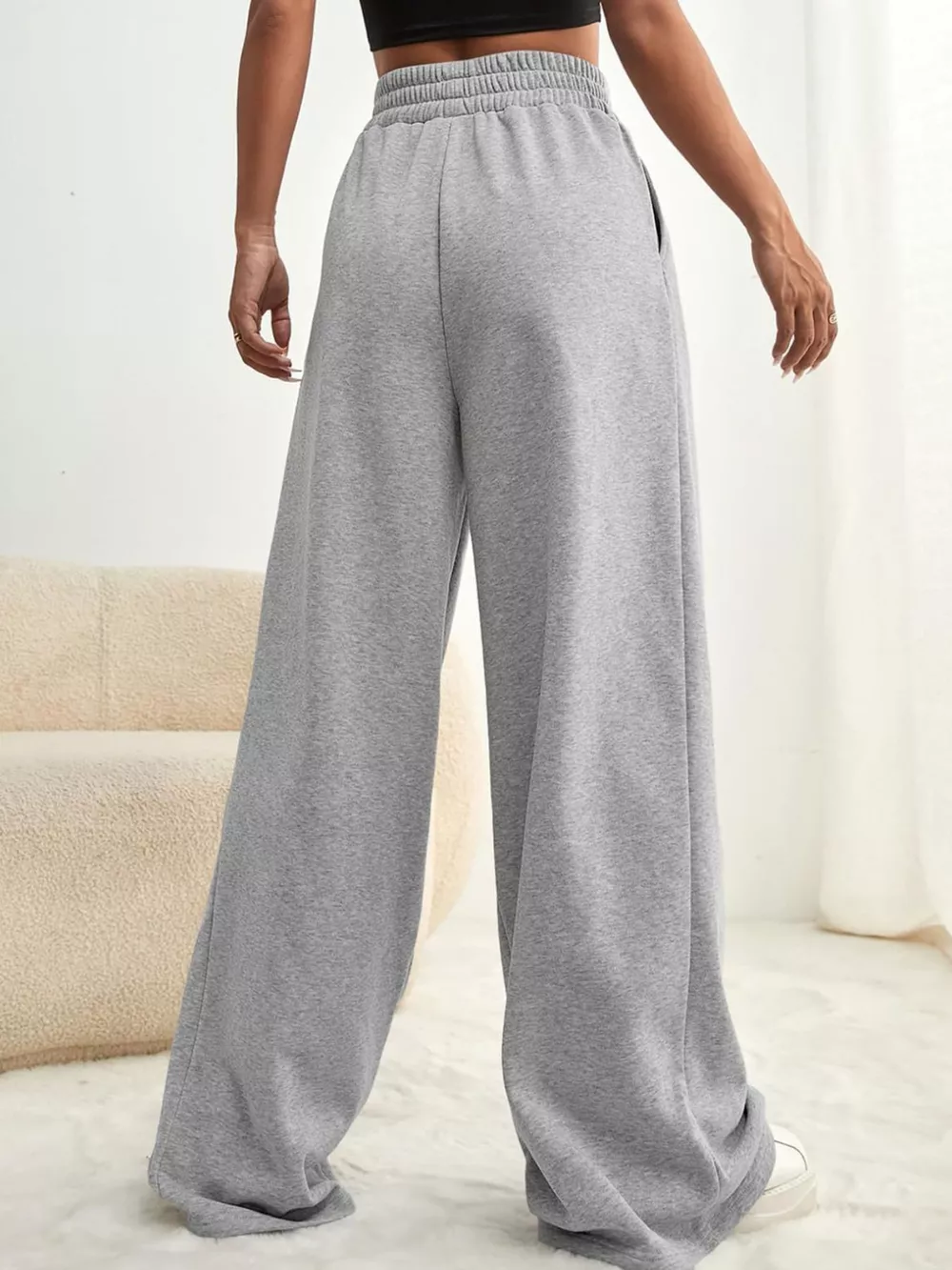 Drawstring Waist Wide Leg Pants, image 4