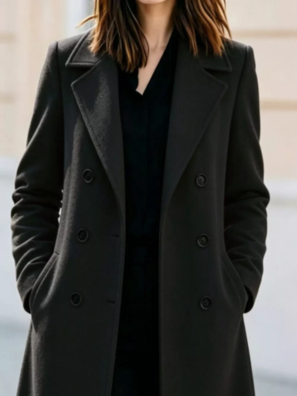 Double-Breasted Lapel Collar Coat, image 9