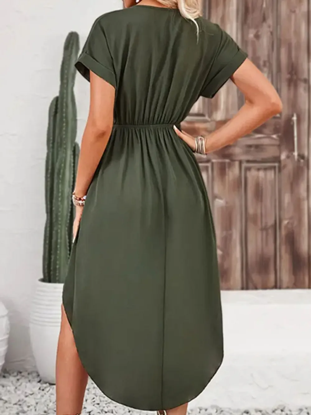 Tied Surplice Short Sleeve Dress, image 4