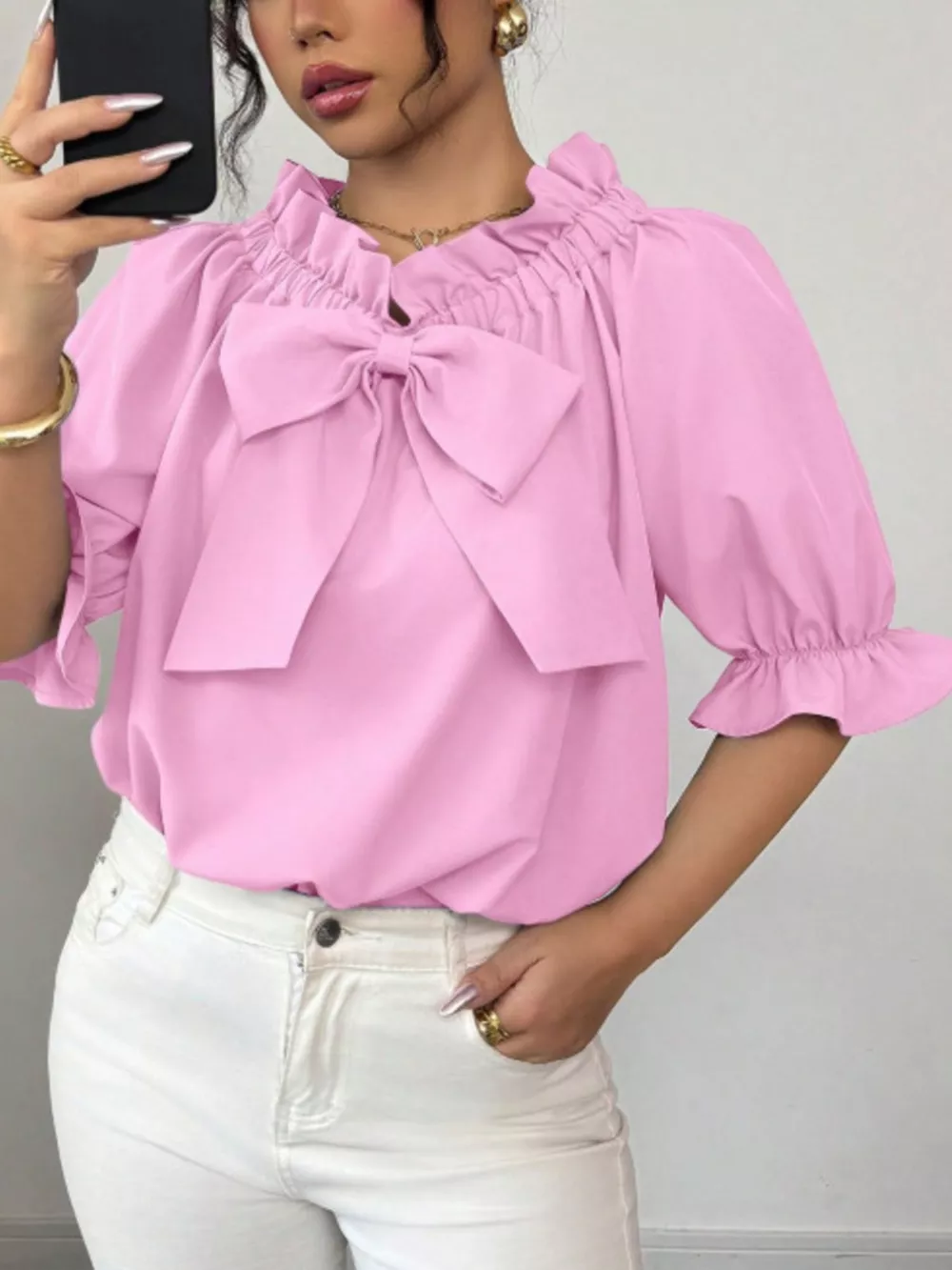 Bow Flounce Sleeve Blouse, image 15