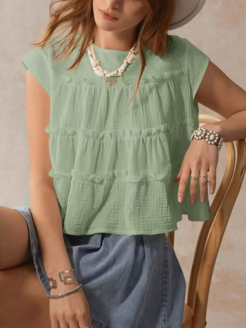 Tiered Cap Sleeve Blouse, image 14