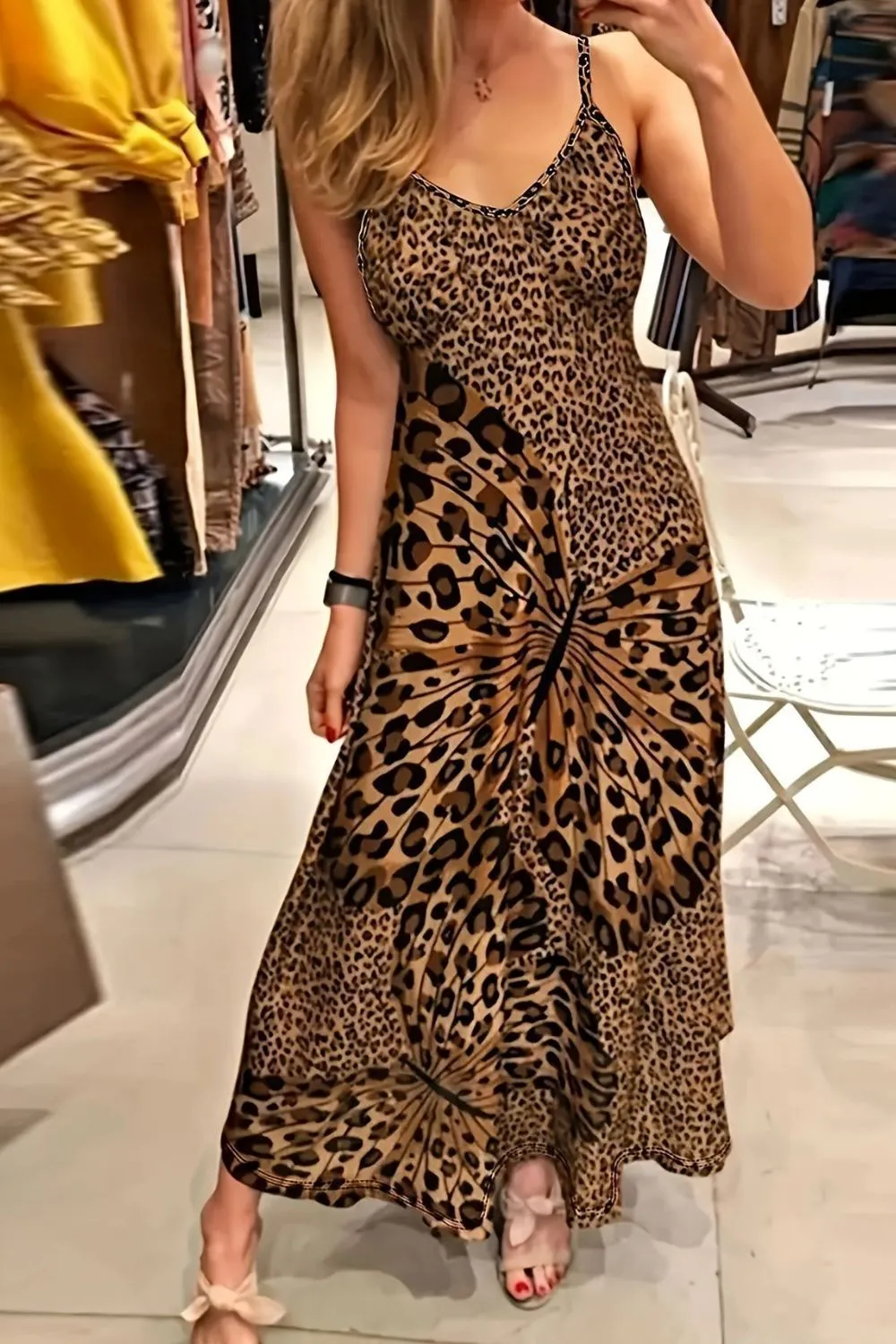 Butterfly Leopard Maxi Cami Dress, image 2