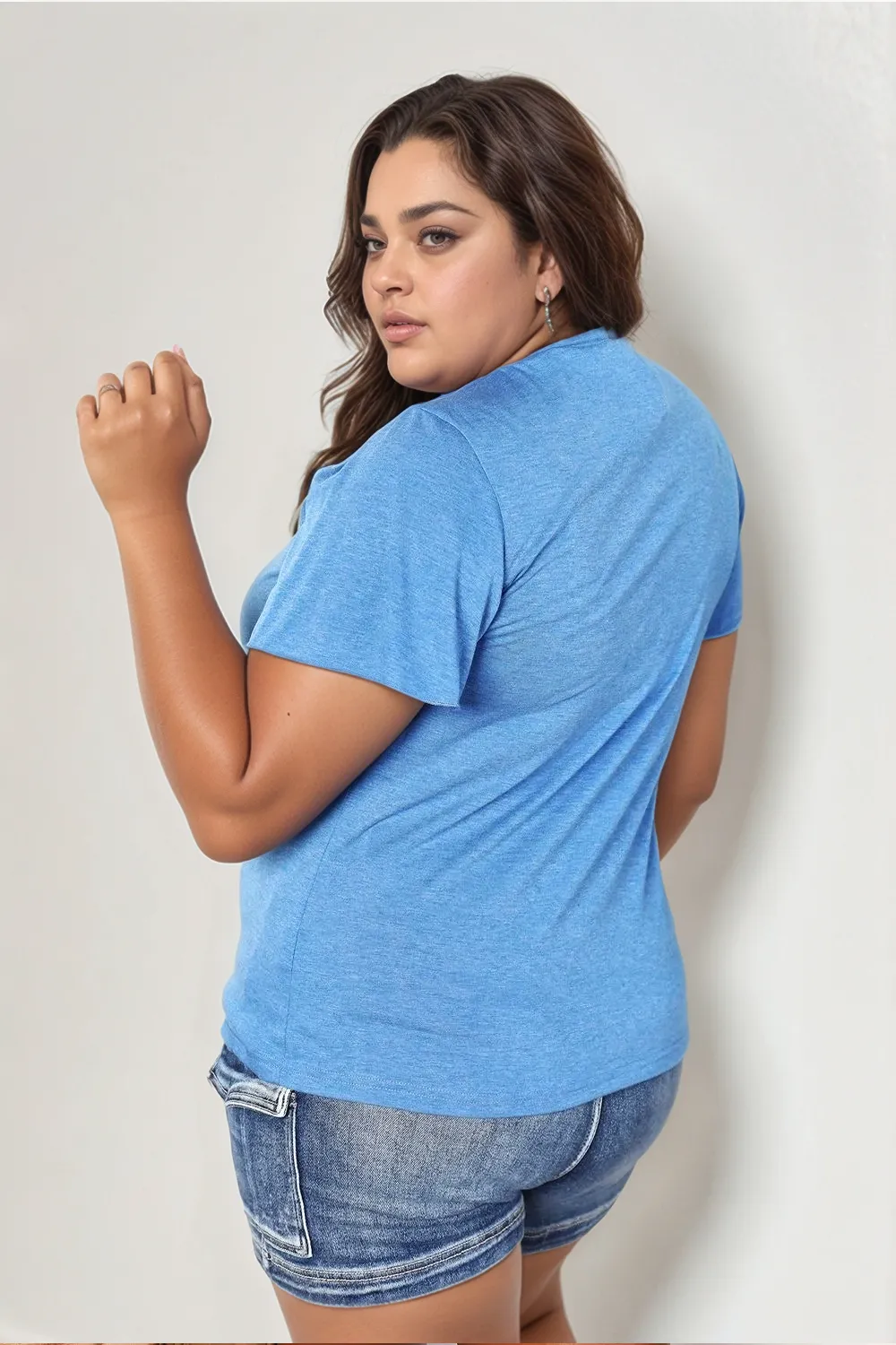 Ruched V-Neck Short Sleeve T-Shirt, image 3