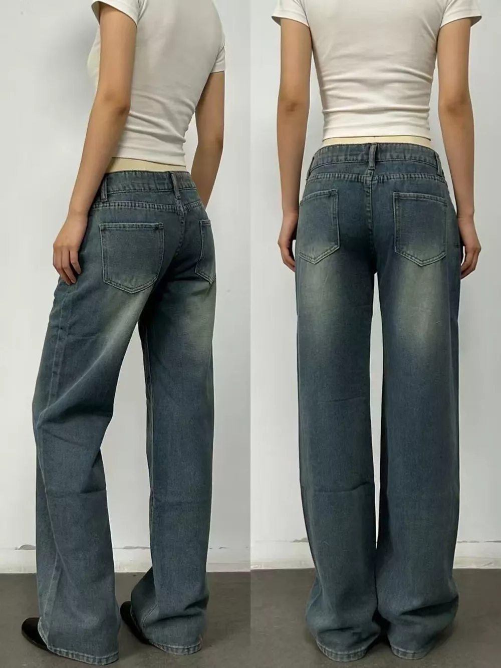 Vintage Wash Wide Leg Jeans, image 6