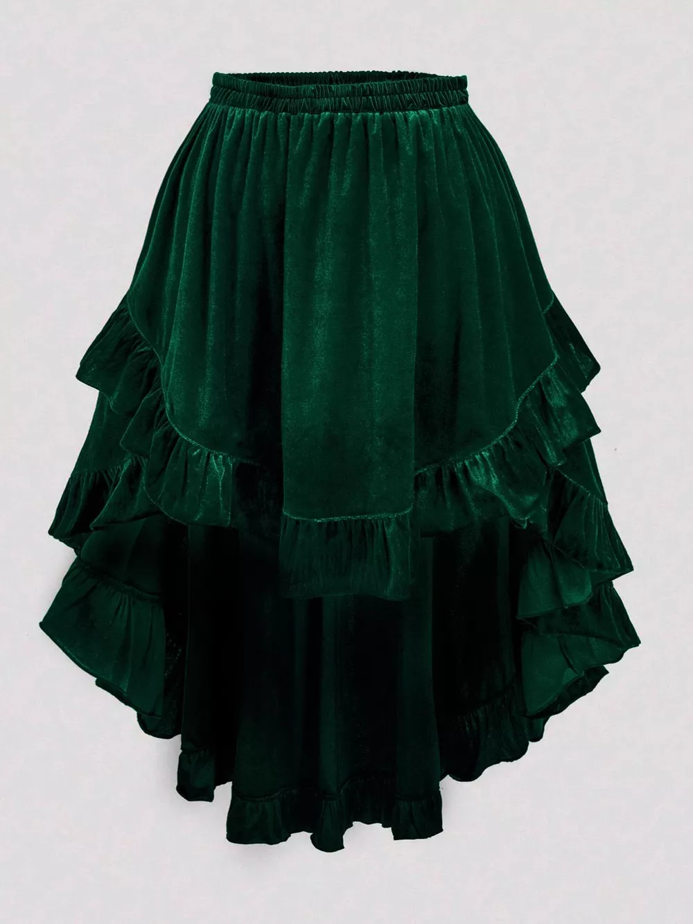 Plus Size Ruffled Velvet Elastic Waist Skirt, image 6