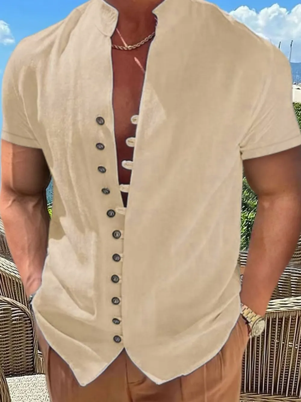 Men's Full Size Button Up Short Sleeve Shirt Plus Size, image 4