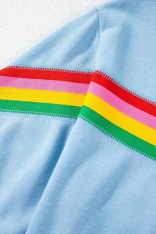 Rainbow Collared Short Sleeve Top and Shorts Set, image 5
