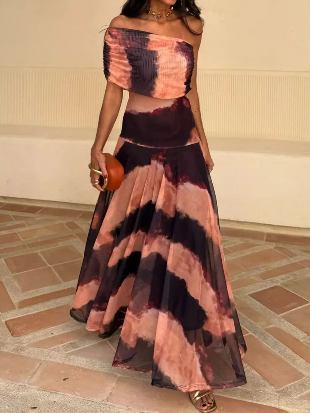 Printed Short Sleeve Maxi Dress, image 7