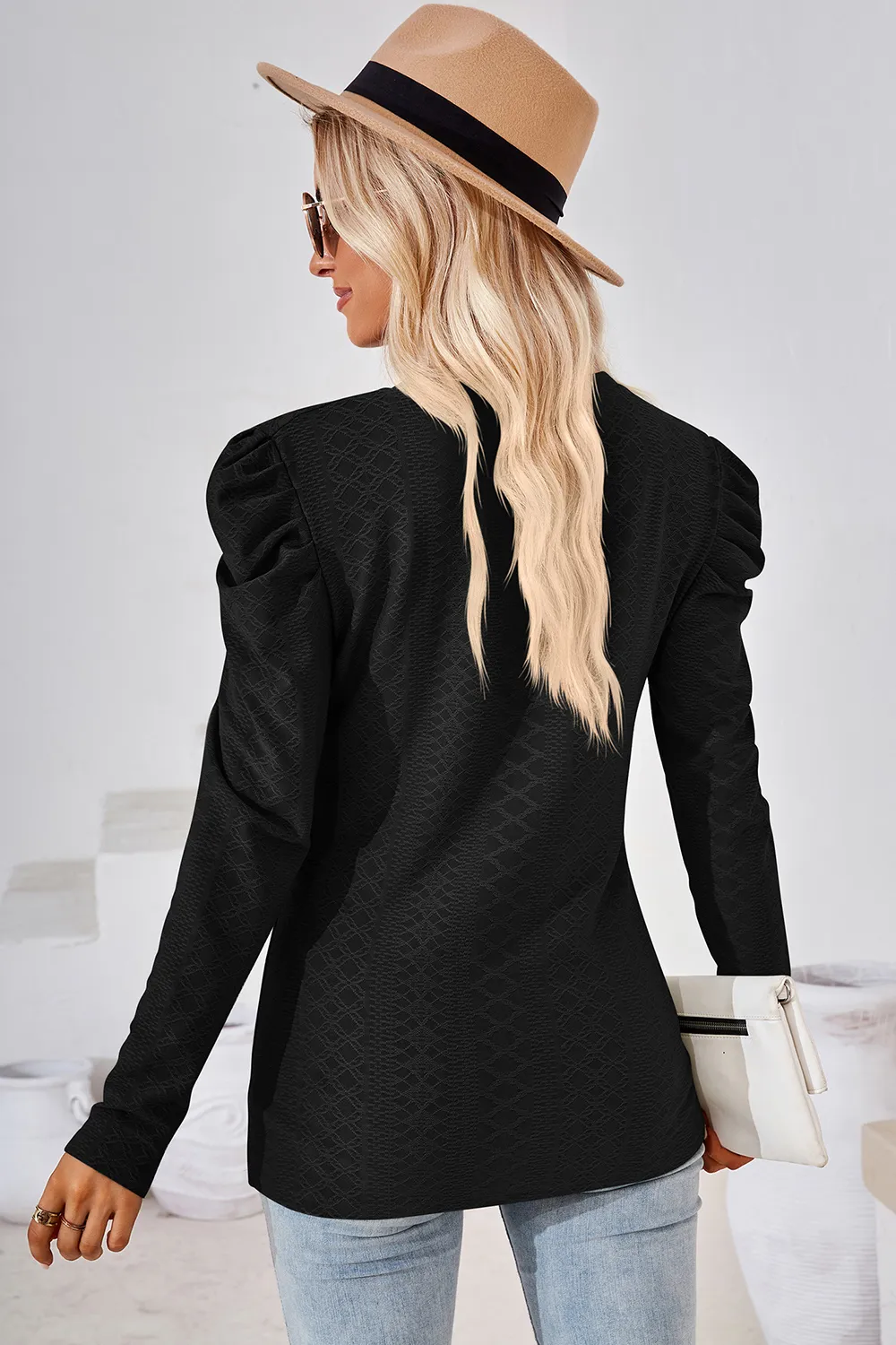 Round Neck Puff Sleeve Blouse, image 9