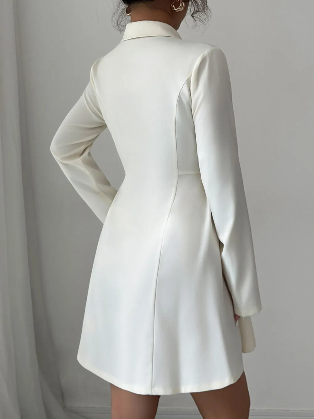 Double-Breasted Blazer Dress with Pleated Detail, image 2