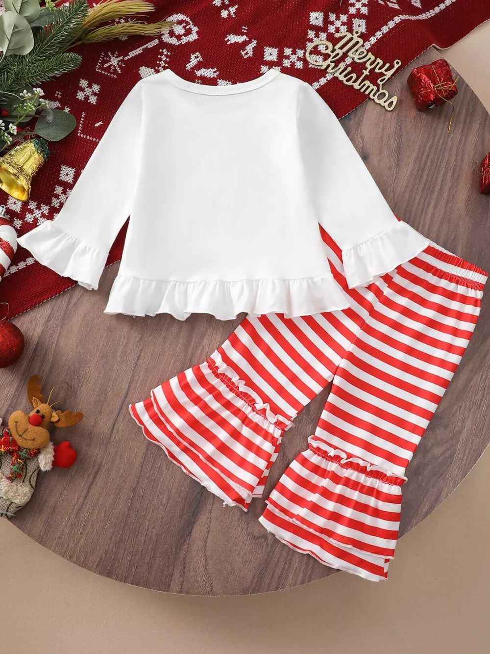 Children's Christmas Ruffle Trim Top and Pants Set, image 3