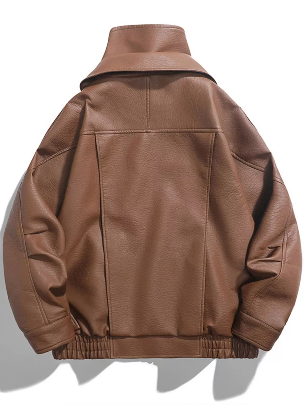 Men's Zip Up Leather Moto Jacket, image 6