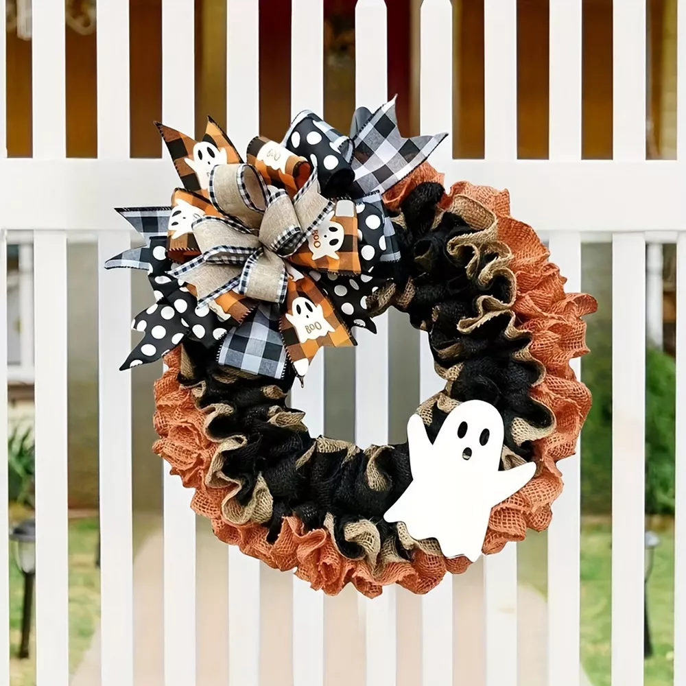 Halloween Decorative Ghost Wreath, image 6