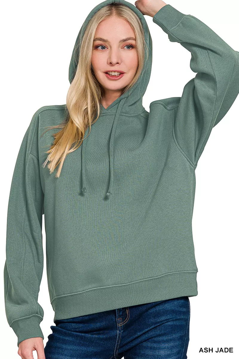 Drawstring Relaxed Fit Fleece Hoodie, image 2