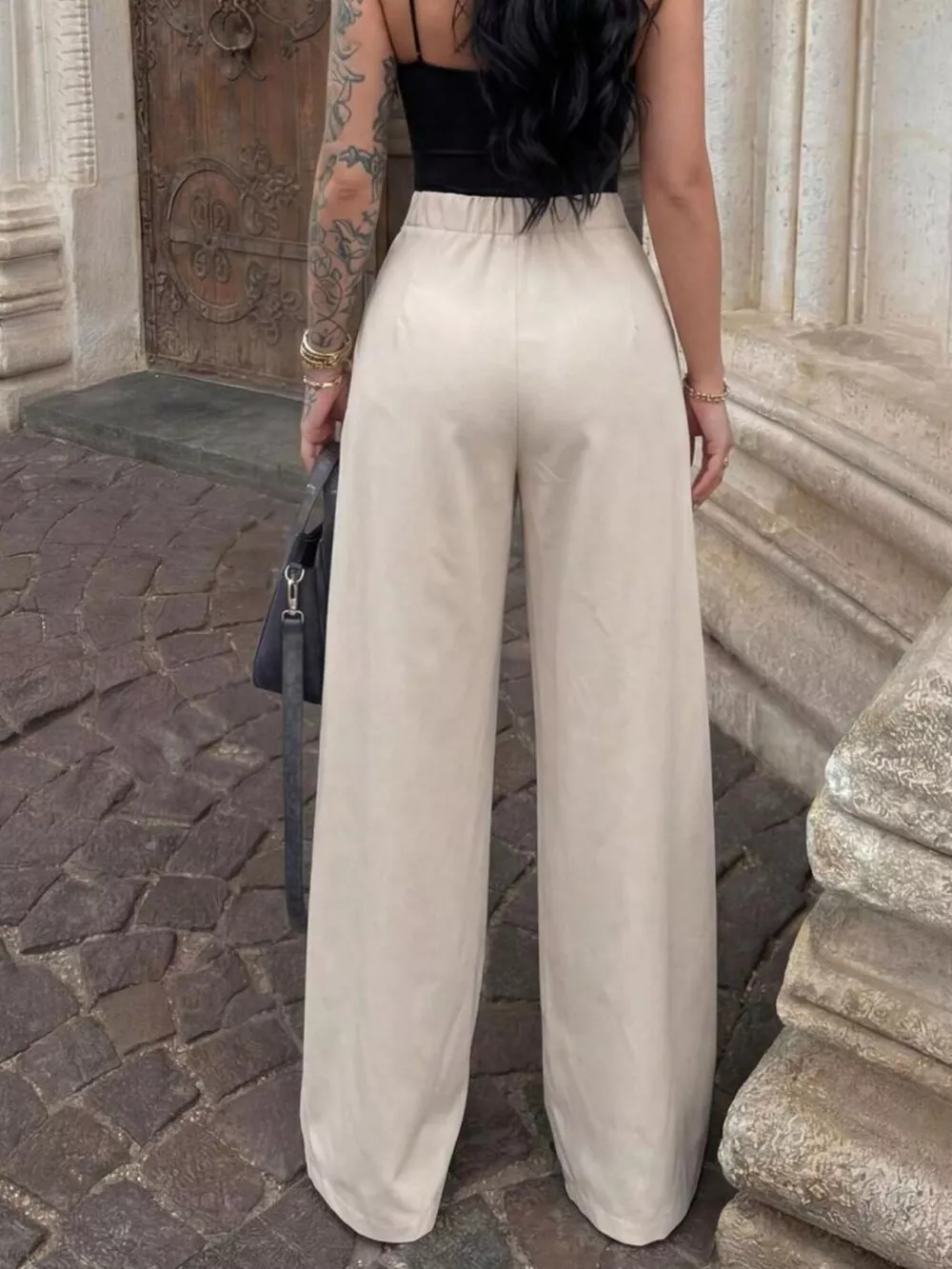 High-Waisted Pleated Wide Leg Pants, image 5