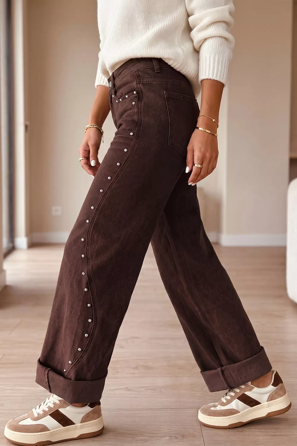 Embellished Wide-Leg Denim Jeans, image 2