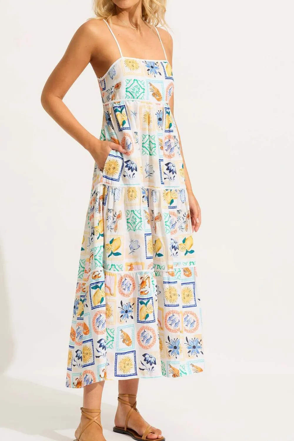 Summer Floral Print Tiered Maxi Cami Dress, image 3