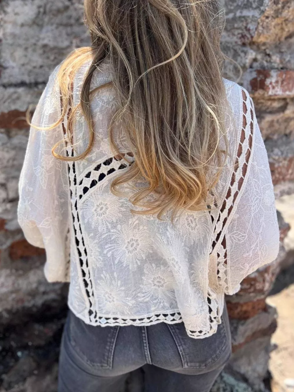 Full Size Embroidered Open Front Cardigan Plus Size, image 2