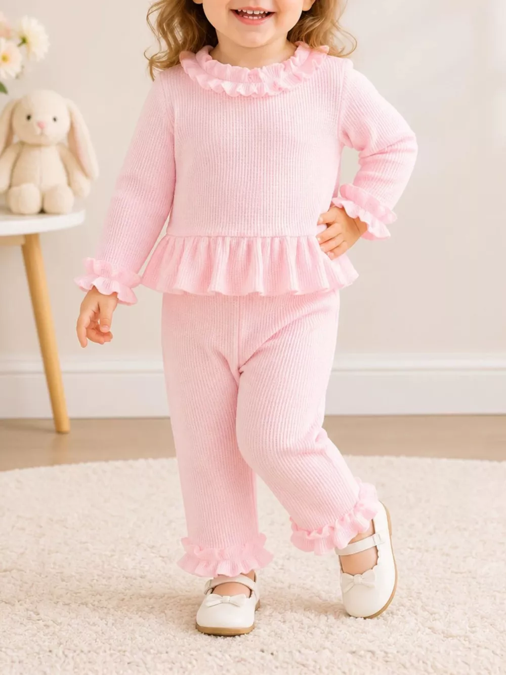 Children's Ruffle Trim Long Sleeve Top and Pants Set, image 4