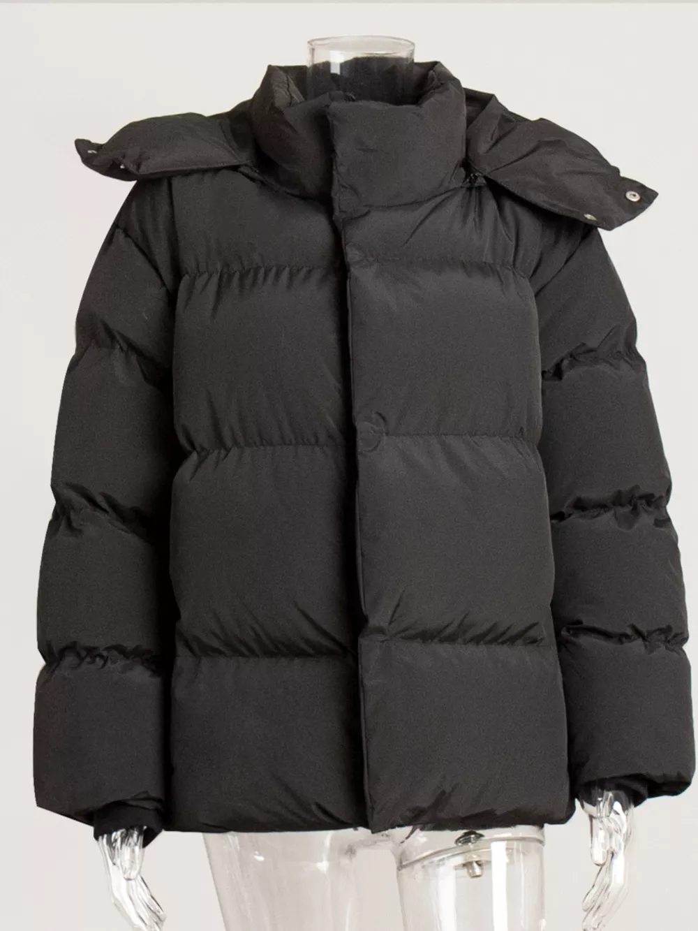 Pocketed Zip Up Hooded Puffer Jacket, image 11