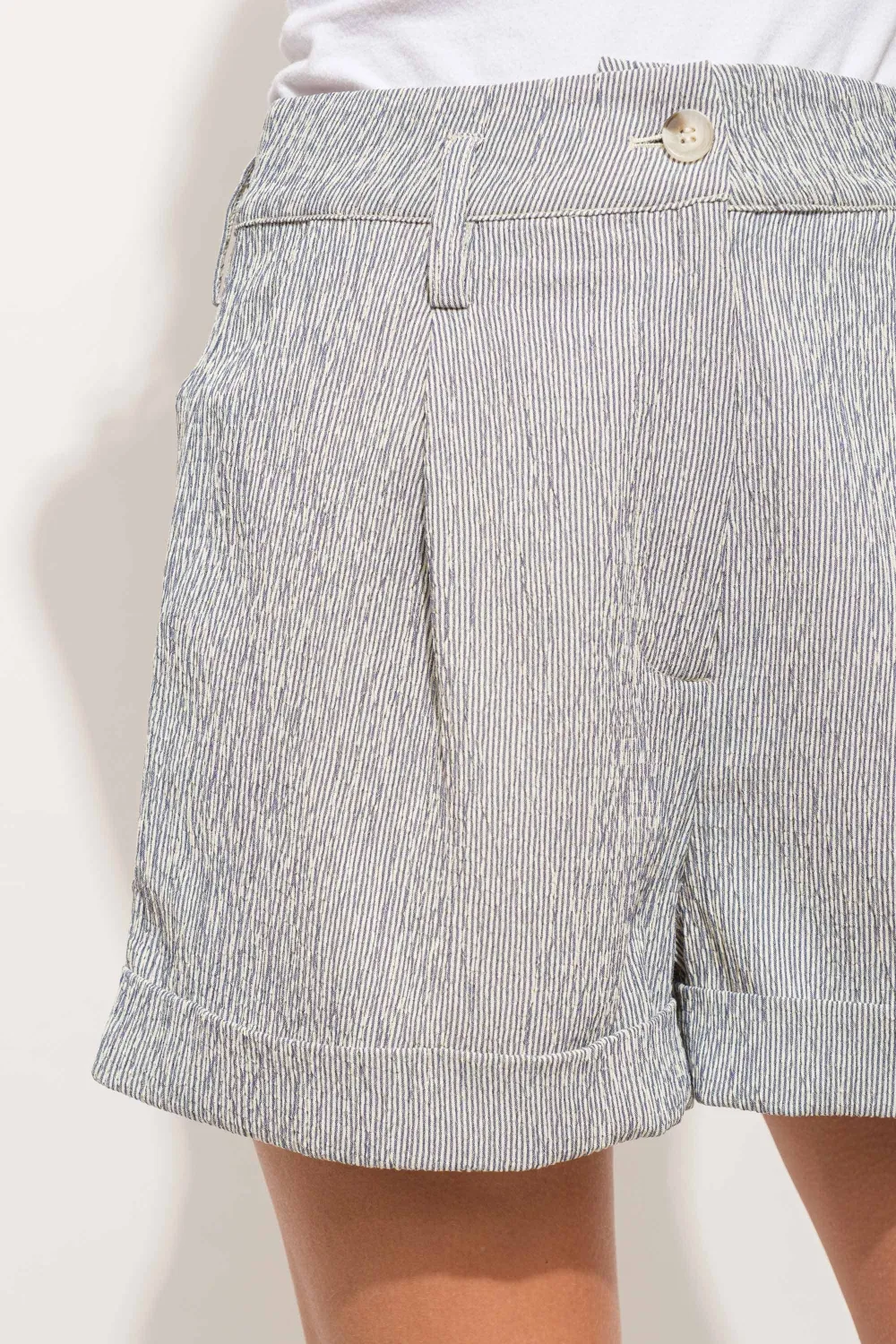 Pin Striped High Waist Rolled Shorts, image 5