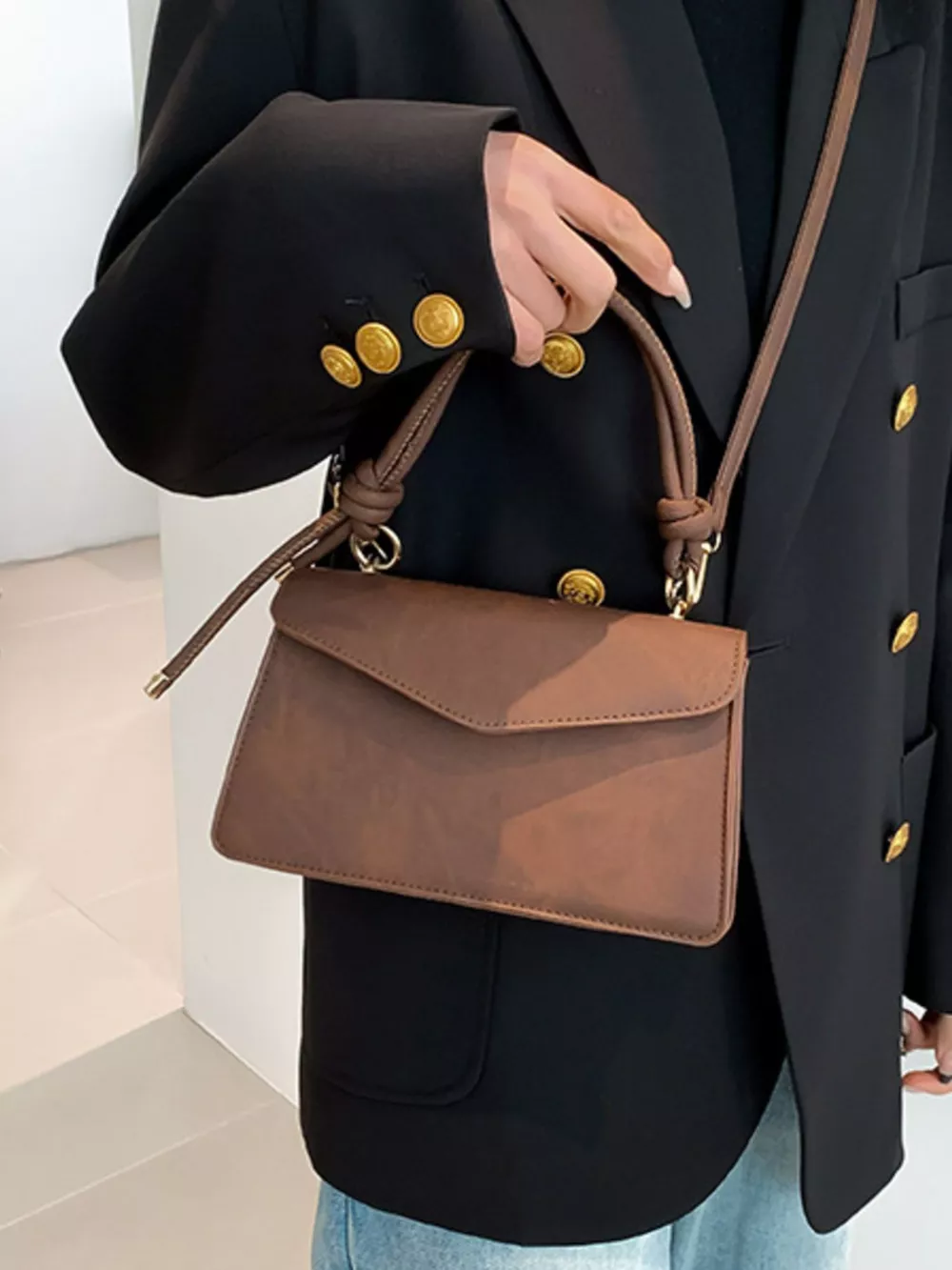 Flap Crossbody Bag with Top Handle, image 7