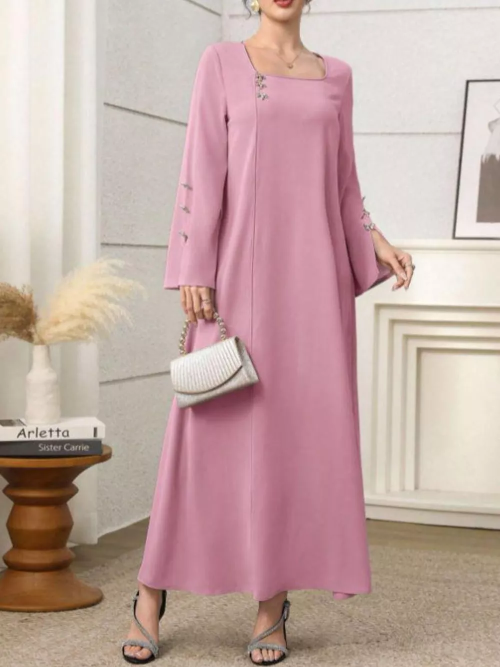 Square Neck Long Sleeve Maxi Dress, image 4