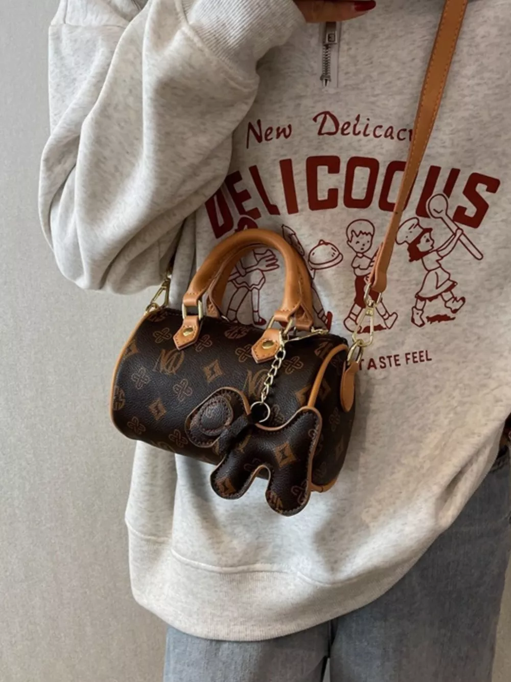 Barrel Crossbody Bag with Charm, image 3