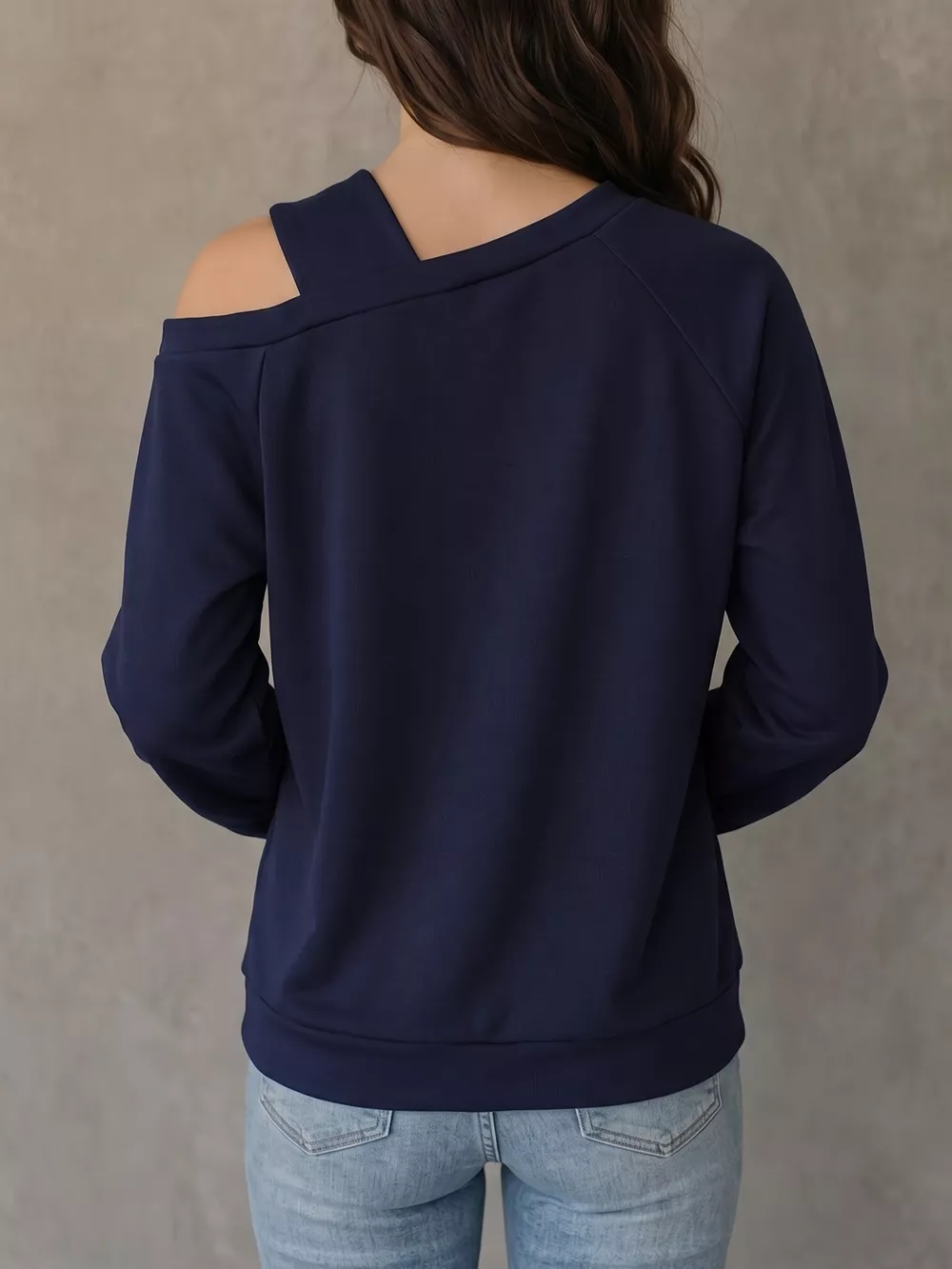 Asymmetrical Neck Long Sleeve Blouse, image 2