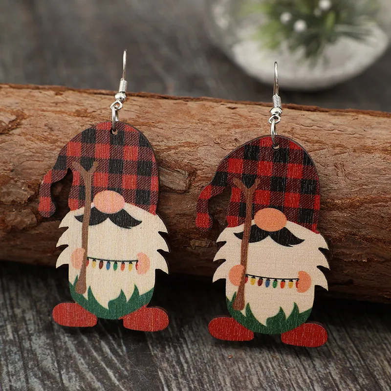 Wooden Pointed Hat Gnome Earrings, image 3