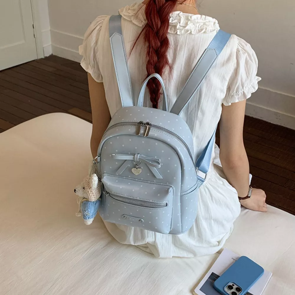 Polka Dot Bow Backpack Bag, image 5