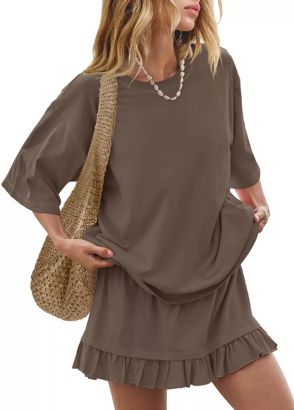 Round Neck Half Sleeve Tee and Skirt Set, image 18