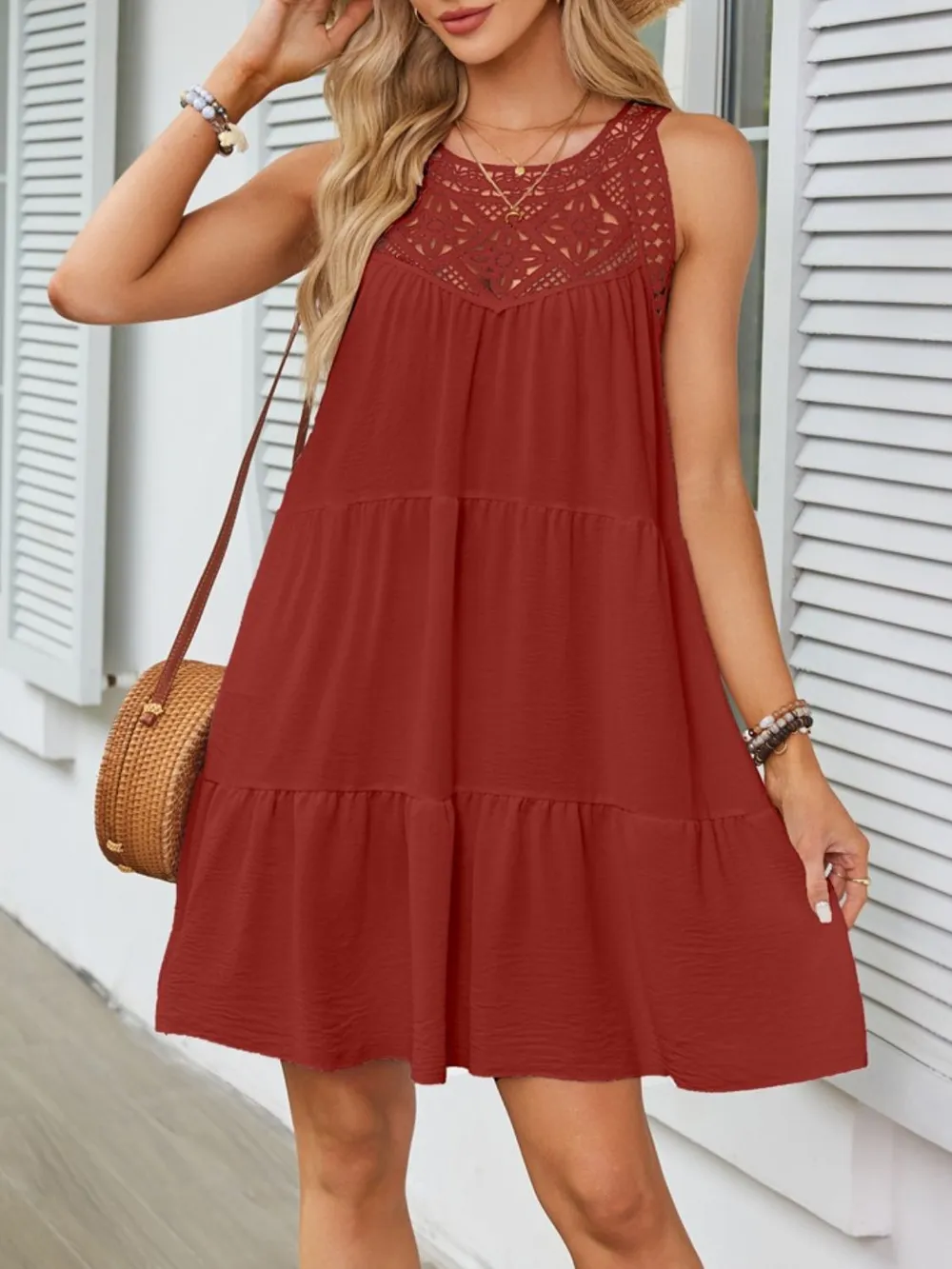 Ruffled Hem Lace Sleeveless Dress, image 6
