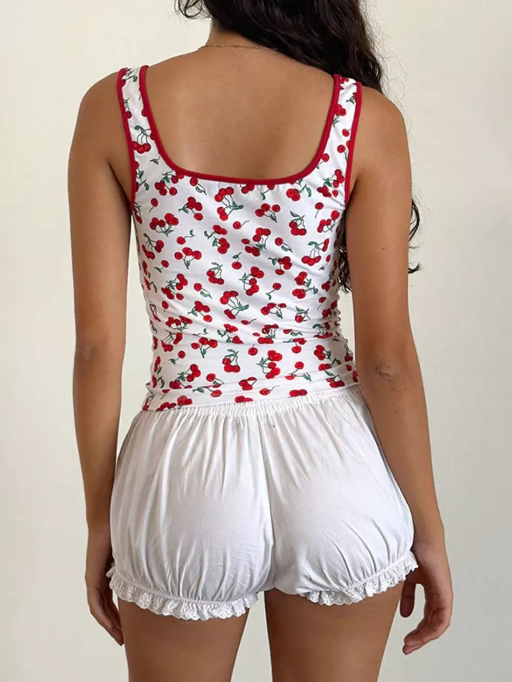 Cherry Print Square Neck Tank, image 3