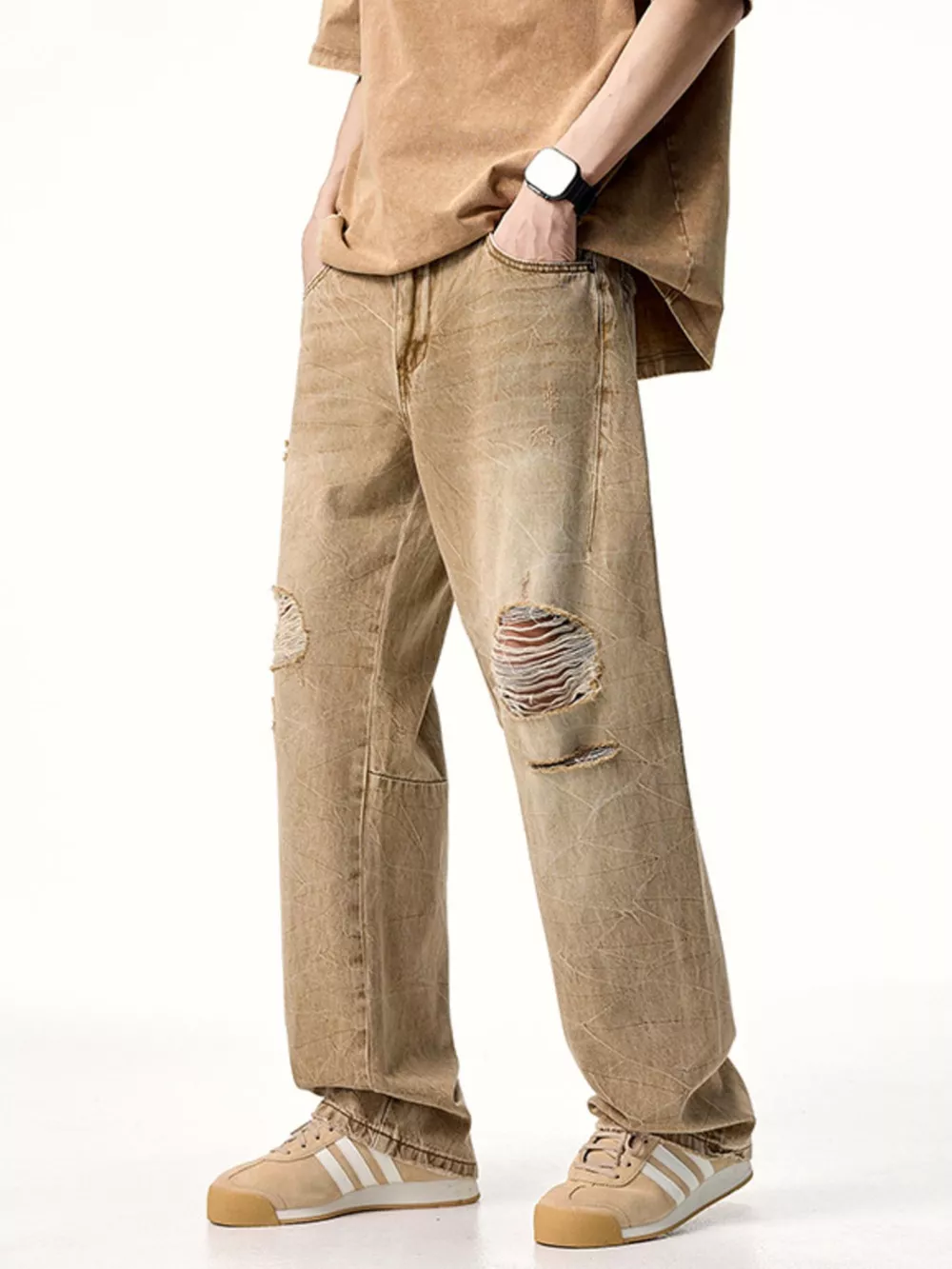 Men's Distressed Relaxed Fit Jeans, image 3