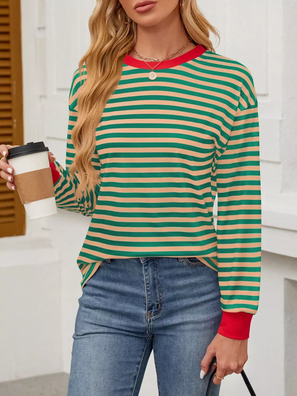 Striped Long Sleeve Casual T-Shirt, image 5