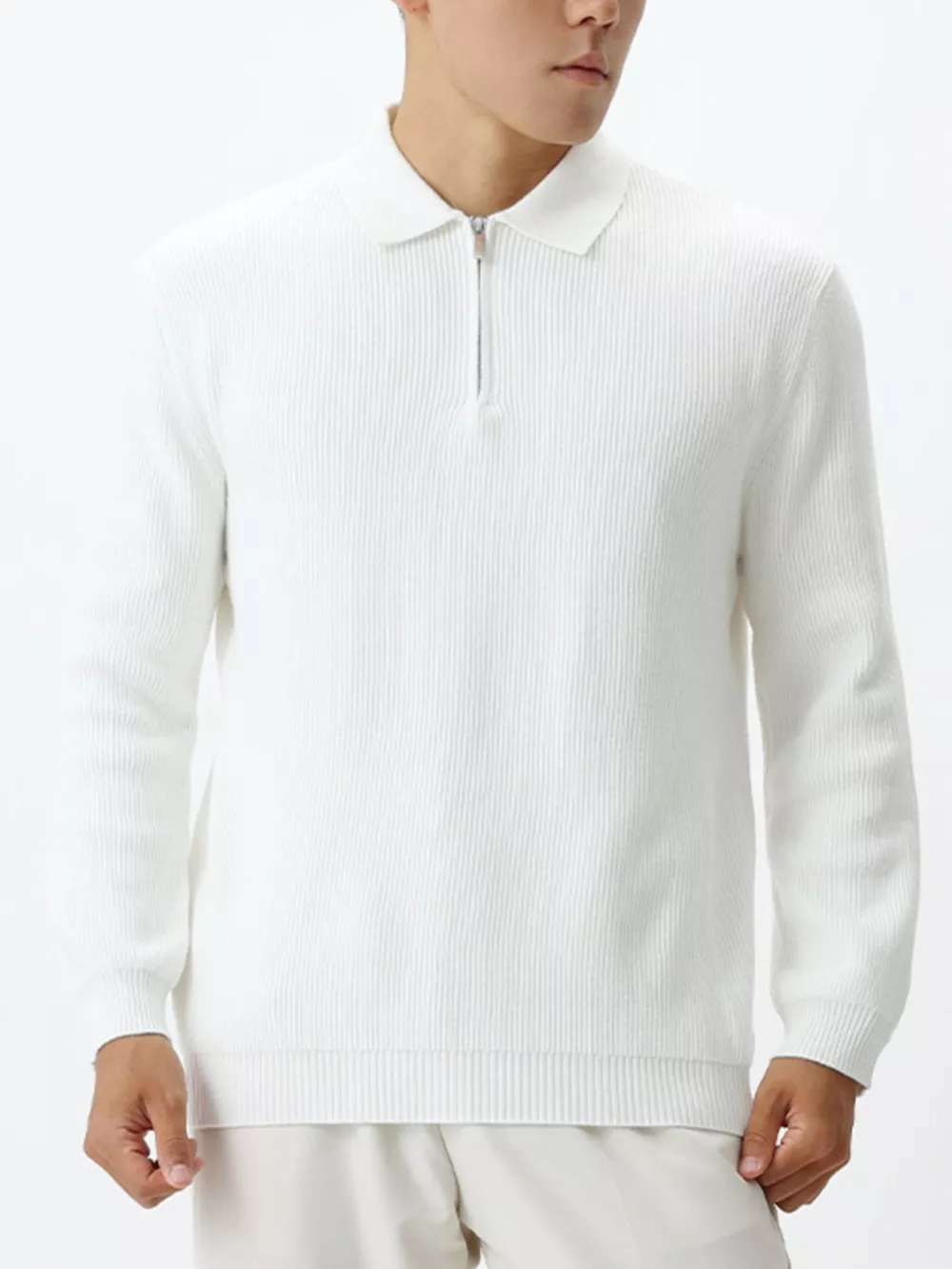 Men's Plus Size Ribbed Knit Quarter-Zip Sweater, image 11