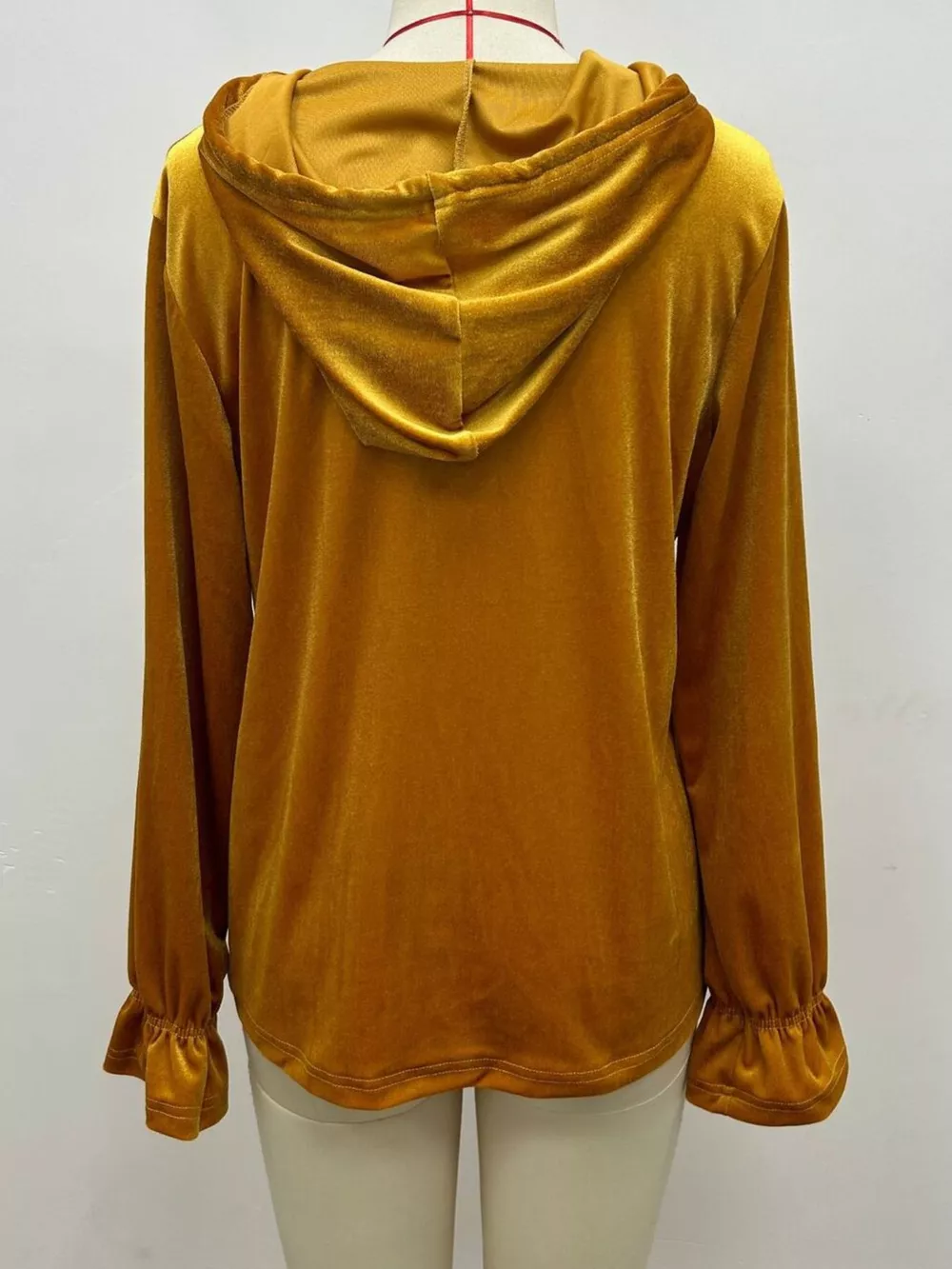 Full Size Decorative Buttons Velvet Hoodie Plus Size, image 6