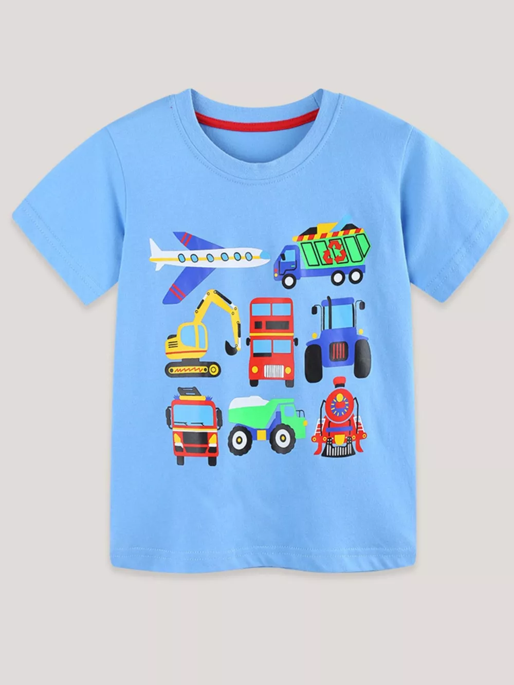 Children's Cartoon Vehicle Crew Neck Short Sleeve T-Shirt, image 2