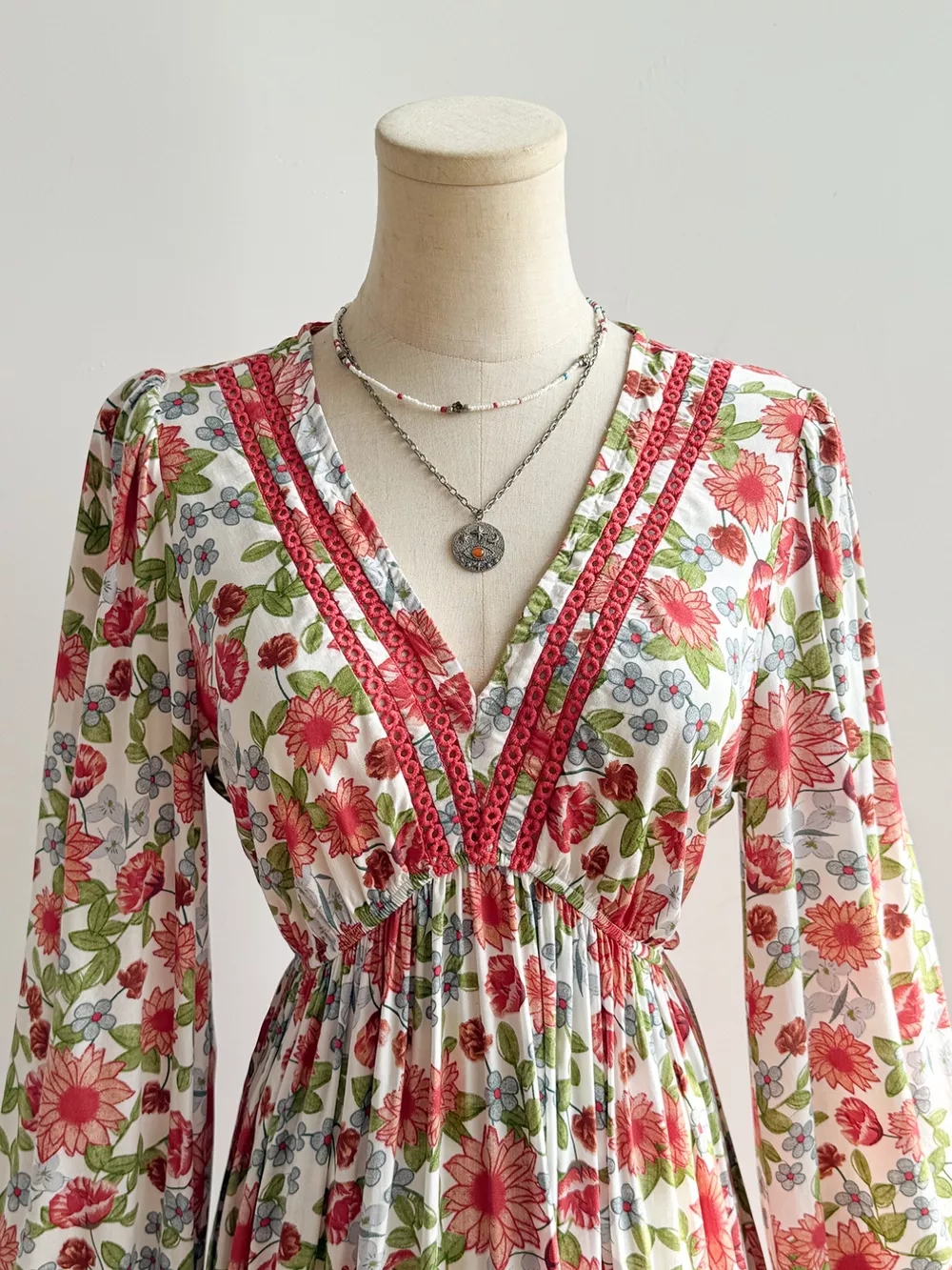 Floral Print V-Neck Bohemian Midi Dress, image 3