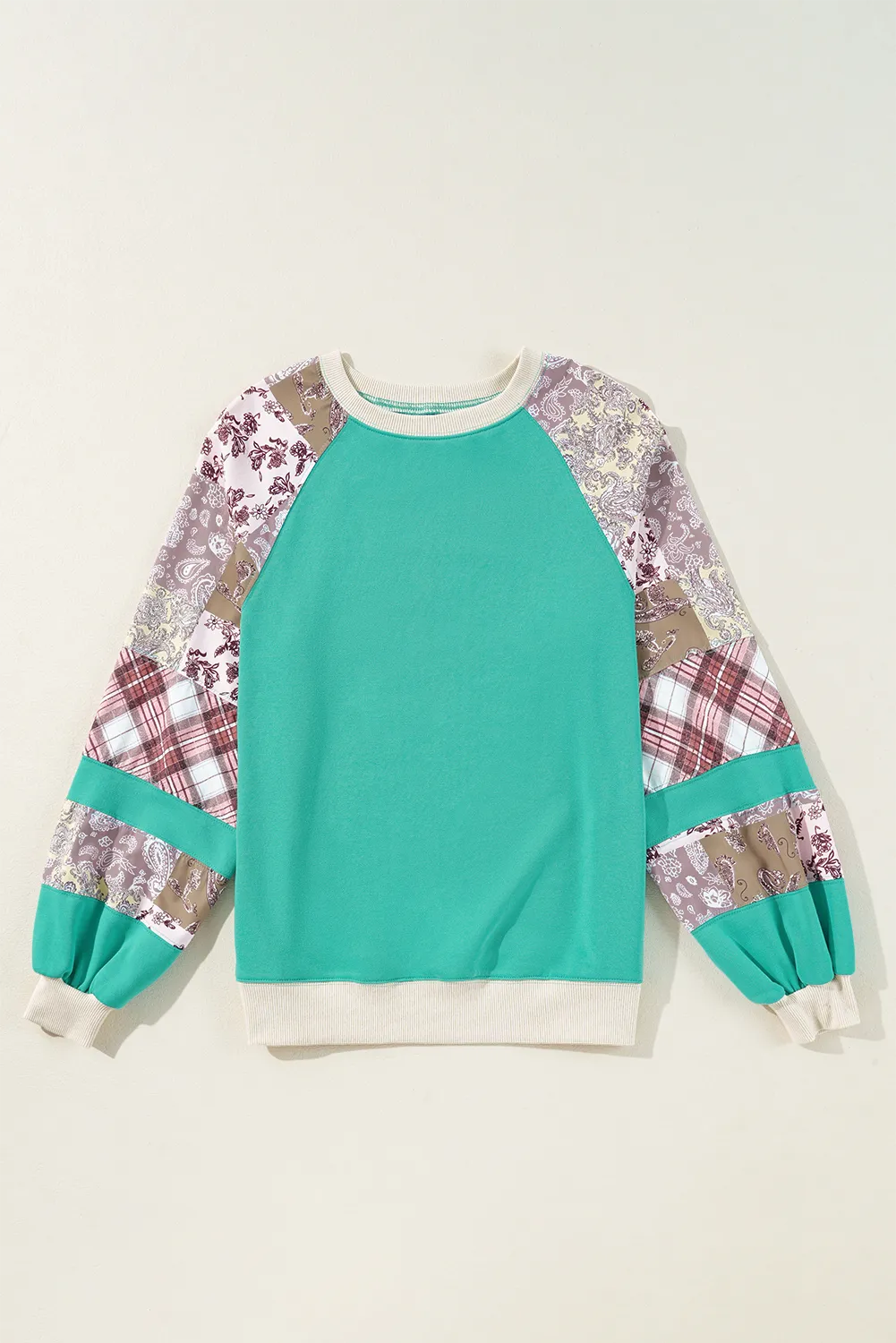 Printed Round Neck Long Sleeve Blouse, image 3